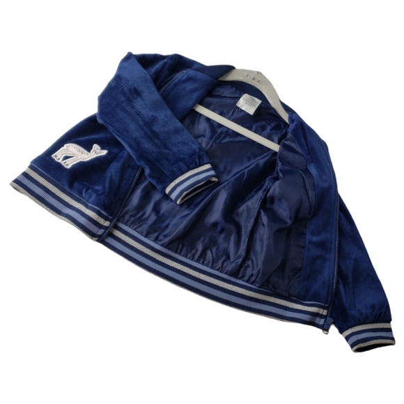 Vtg Wonder Kids Velour Track Jacket Appliqued Animals Bunny Striped Ribbed Hem - Picture 4 of 10